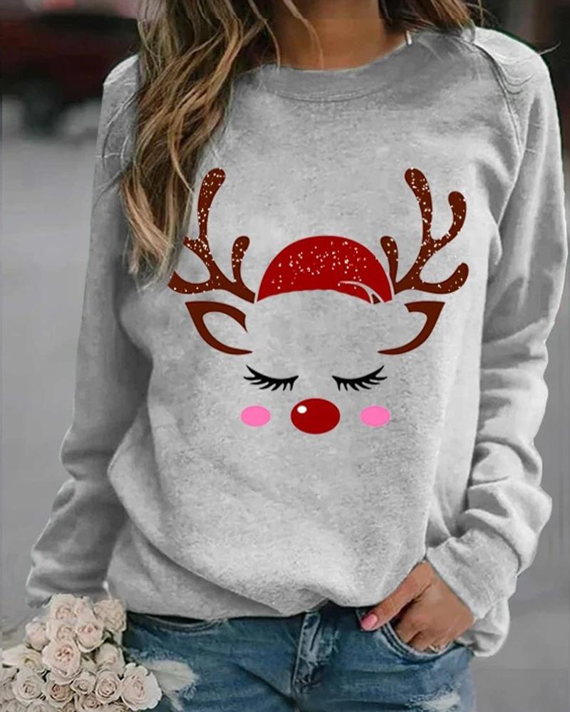

Chriatmas Long Sleeve Loose Sweatshirts, Style2