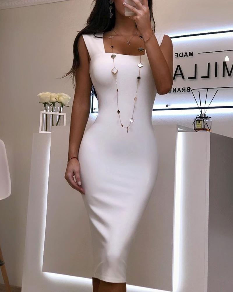 thick strap midi dress