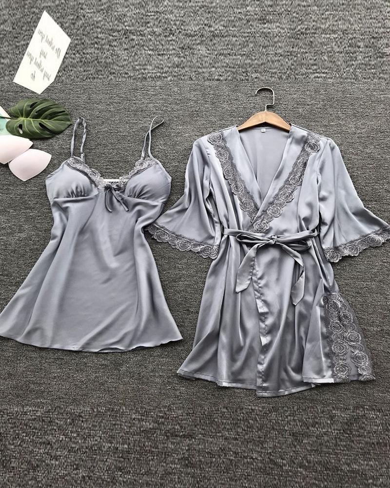 

Silk Imitation Plus Size Nightgown Sleepshirt, Silver