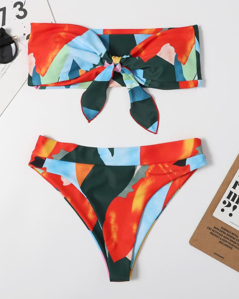 

Colorblock Bowknot Design Bikini Set, Style6