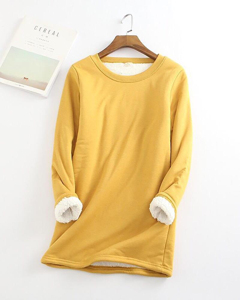 

Plain Super Thick Long Sleeve Women Top, Yellow