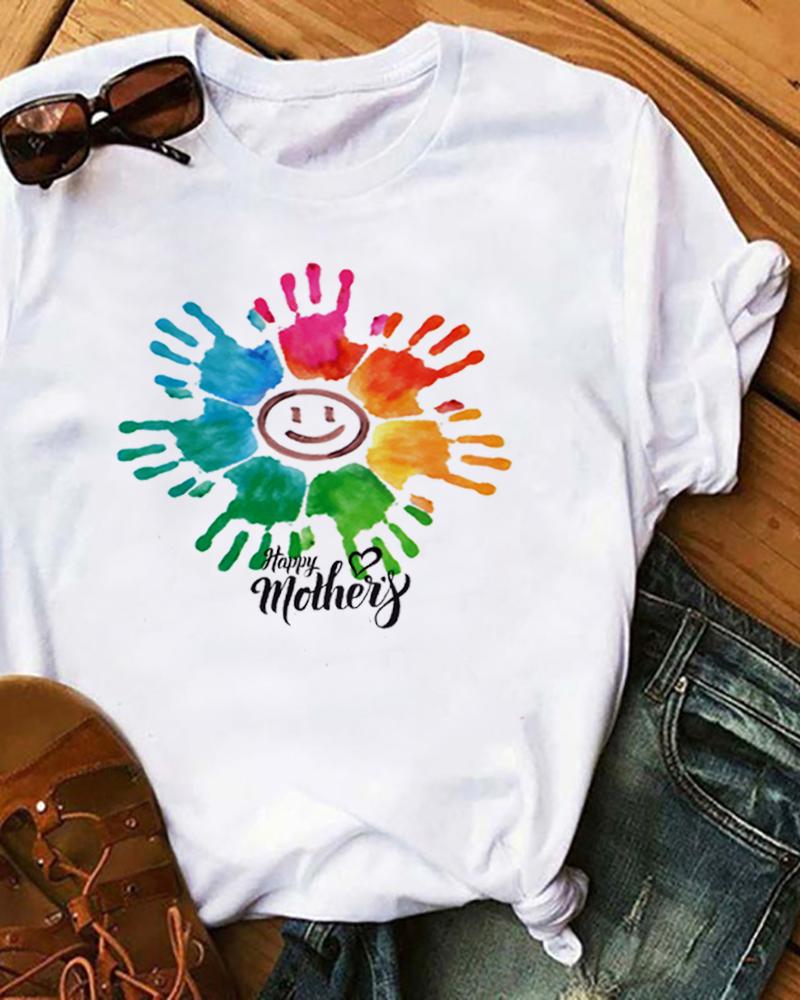 

Mother' Day Gift Graphic Print Short Sleeve Casual T-Shirt, White