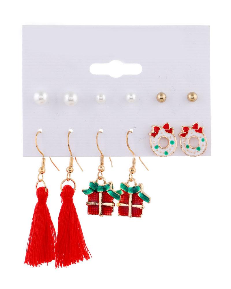 

Beaded Christmas Pattern Tassel 6PCS Earring Set, Style4