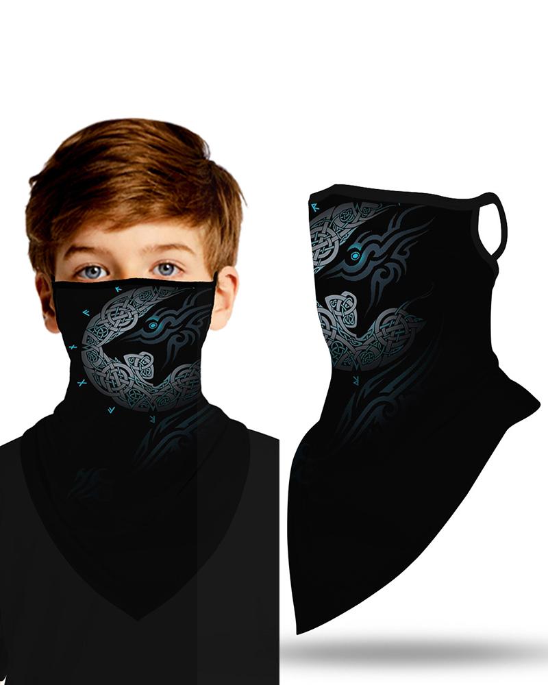 

Print Breathable Ear Loop Face Cover Windproof Outdoors For Children, Black