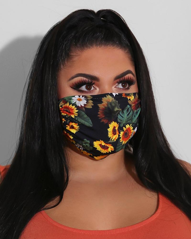 

Floral Print Breathable Mouth Mask Washable And Reusable, Black