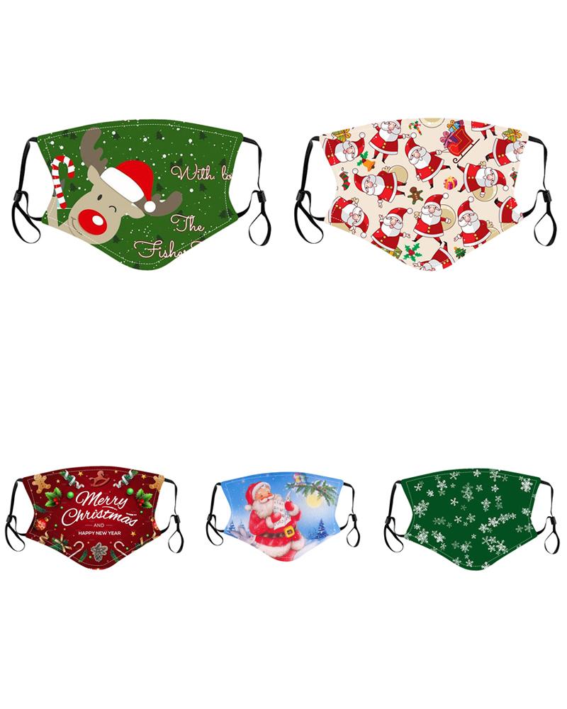 

5PCS/Set Randomly Dispatched Christmas Mixed Print PM2.5 Filter Face Mask For Child, Style4