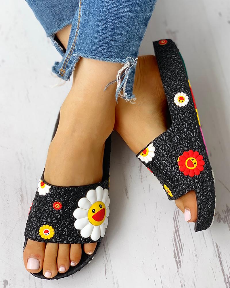 Colorful Sunflower Pattern Casual Sandals