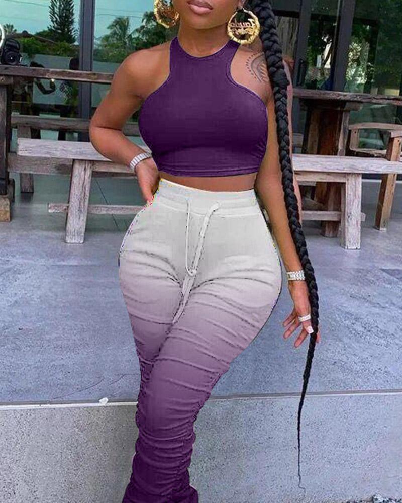 

Gradient Skinny Tank Top With Pants Active Sets, Purple