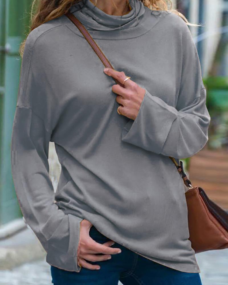 

Solid Long Sleeve Casual Women Blouse, Gray