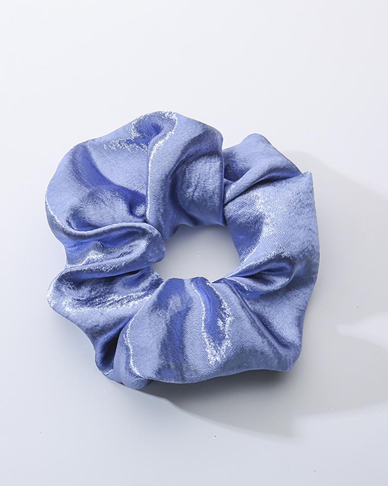 

Simple Plain Satin Scrunchie, Blue