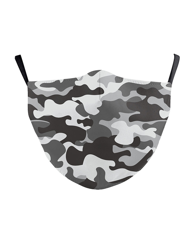 

Camouflage Print Breathable Face Mask, Gray