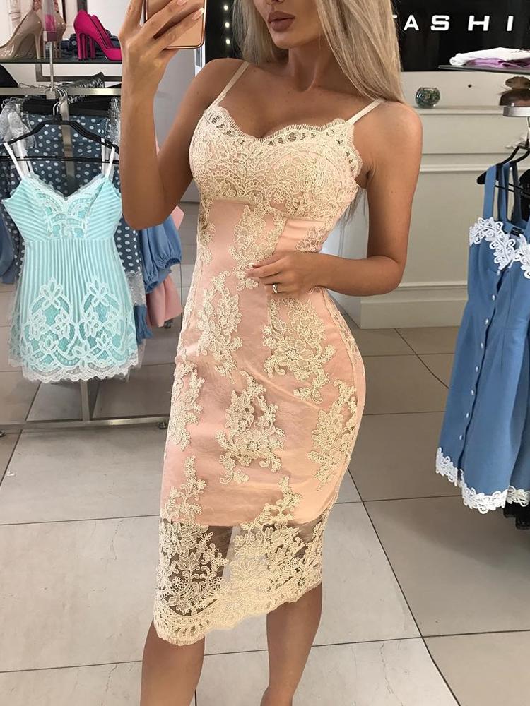 lace overlay bodycon dress