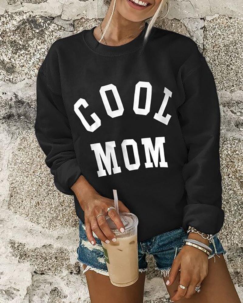

Letter / Lip / Cheetah Print Long Sleeve Casual Sweatshirt, Style1