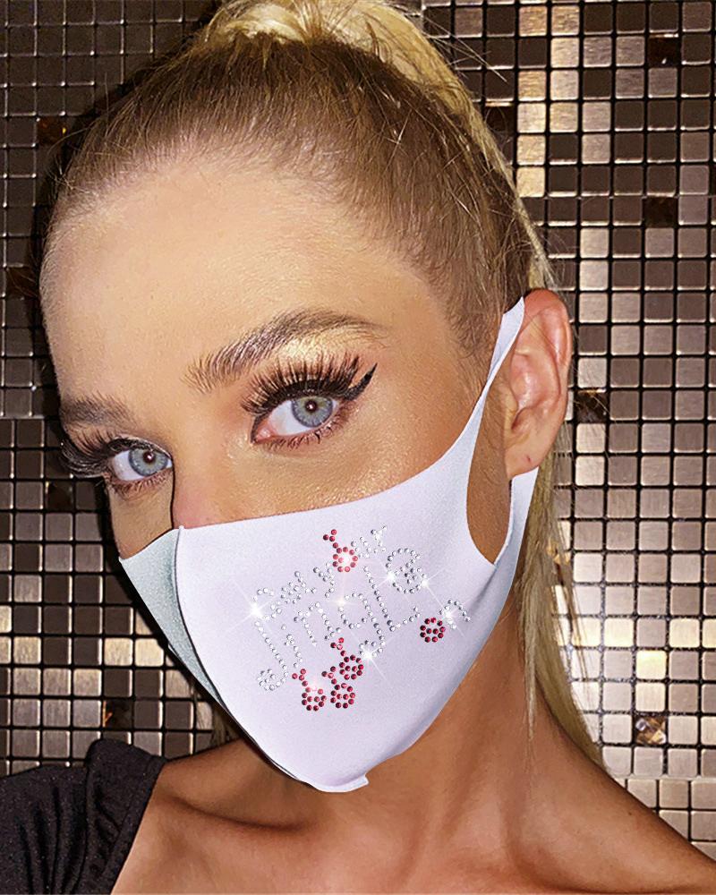 

Christmas Snowflake / Letter Pattern Studded Breathable Face Mask, Style5