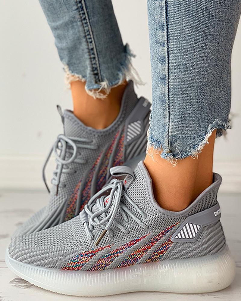 

Lace-up Colorblock Breathable Casual Sneaker, Gray
