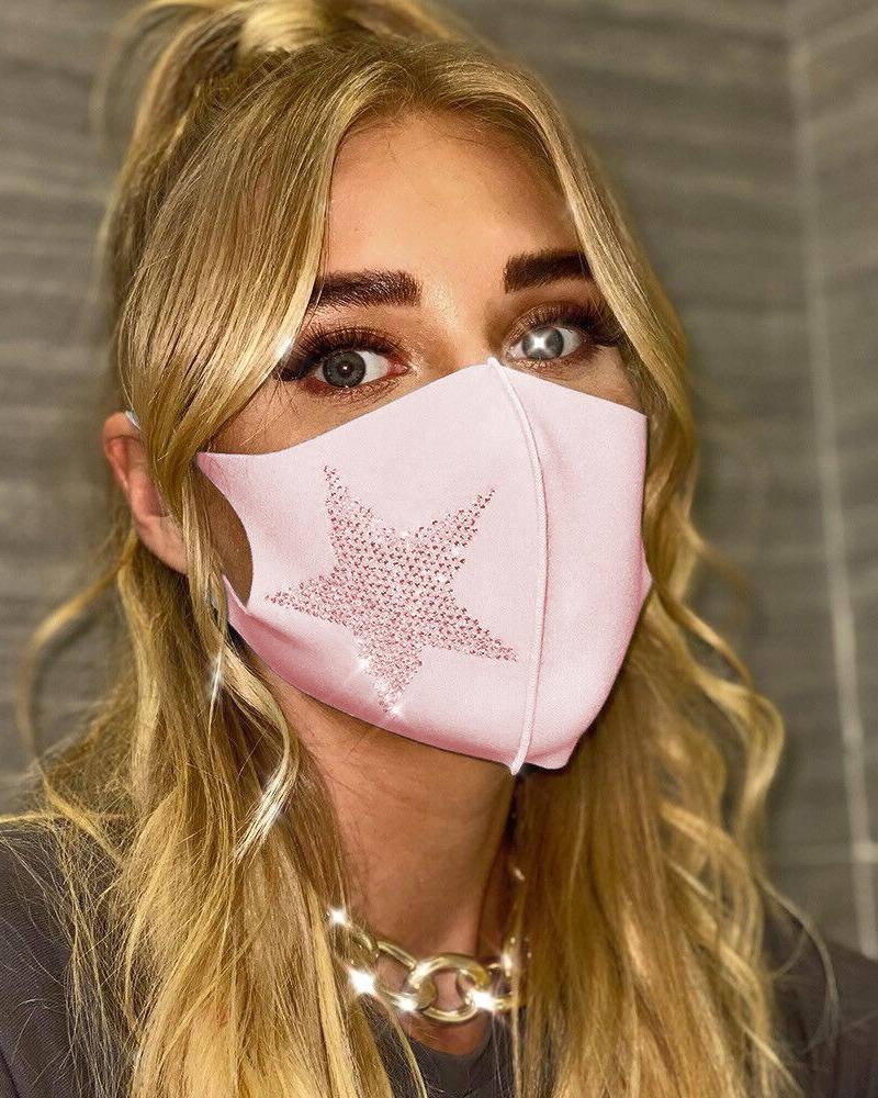 

Star Pattern Studded Breathable Face Mask, Pink