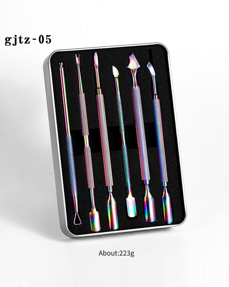 

6PCS Multicolor Manicure Tools Set With Stainless Steel Box