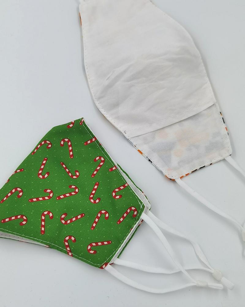 

1PCS Christmas Print Breathable Filter Face Mask, Green