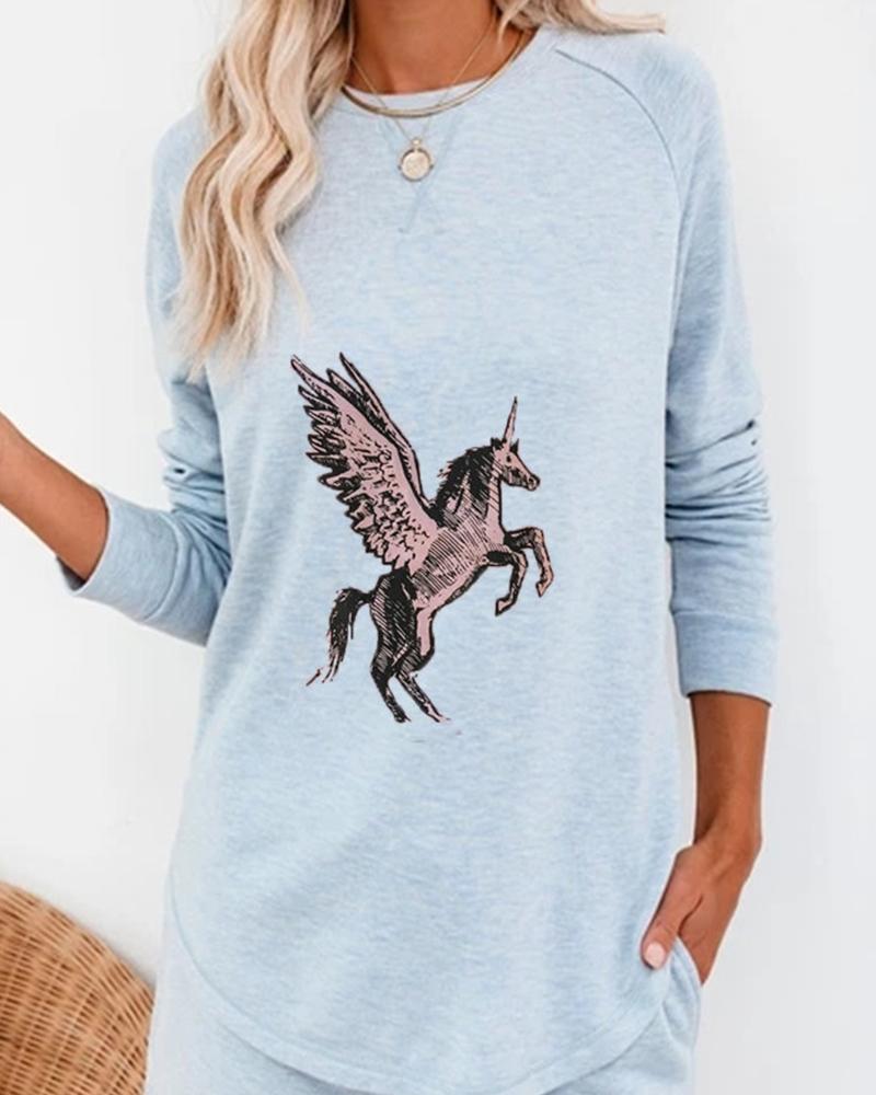 

Printing Long Sleeve Suit Sets, Sky blue