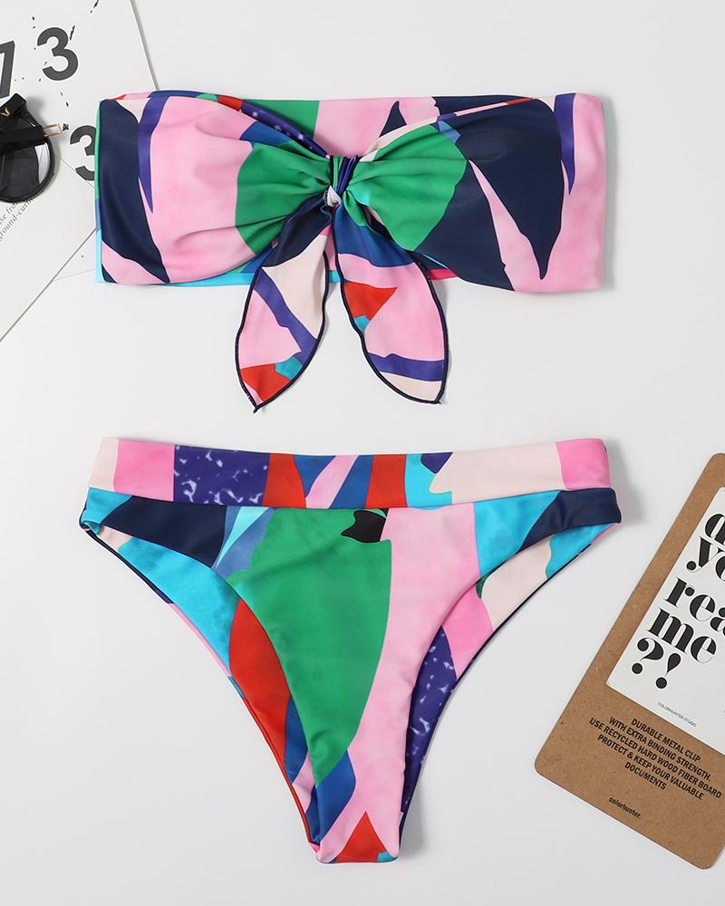 

Colorblock Bowknot Design Bikini Set, Style5