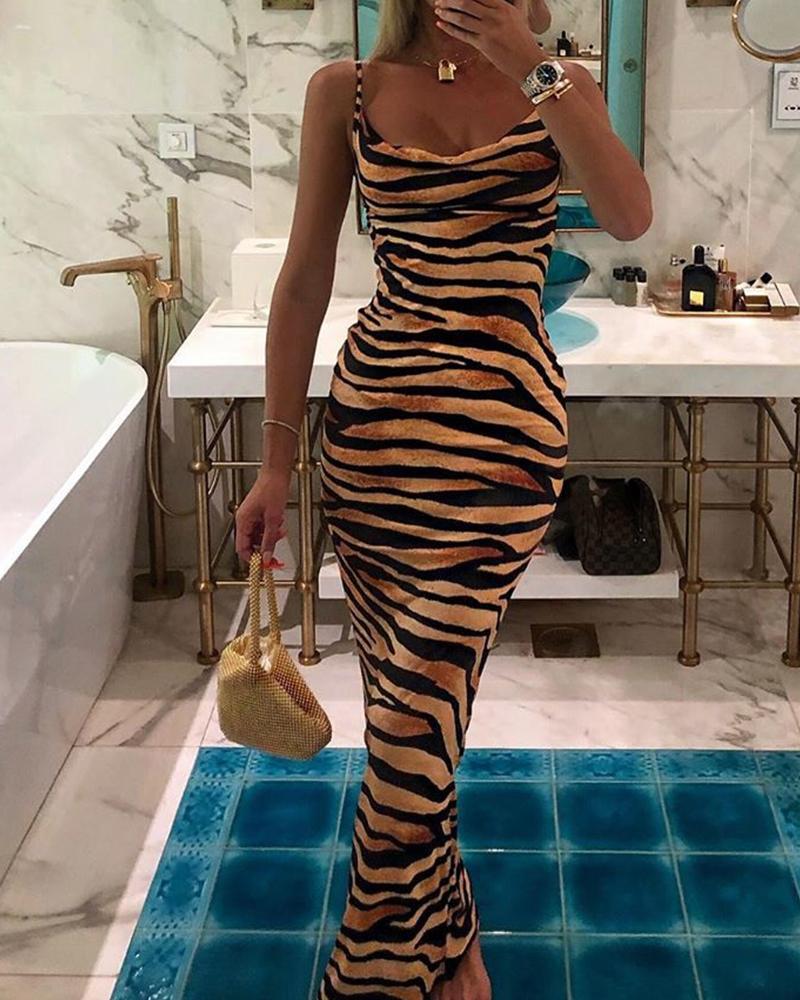 tiger print maxi dress