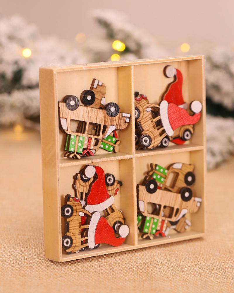 

12PCS/Set Christmas Mutil Pattern Wood Ornaments, Style4