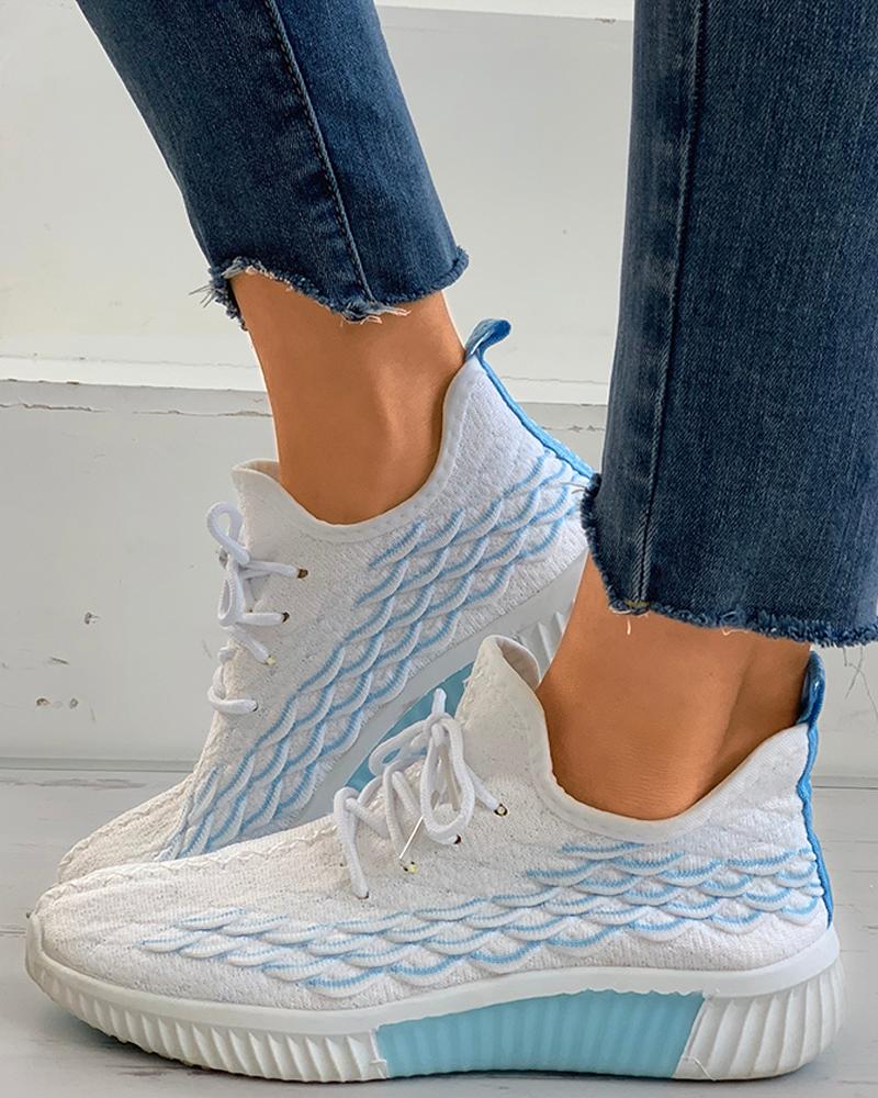 

Knit Lace-up Casual Sneaker, White