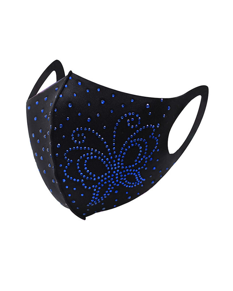 

Butterfly Pattern Studded Breathable Face Mask, Dark blue