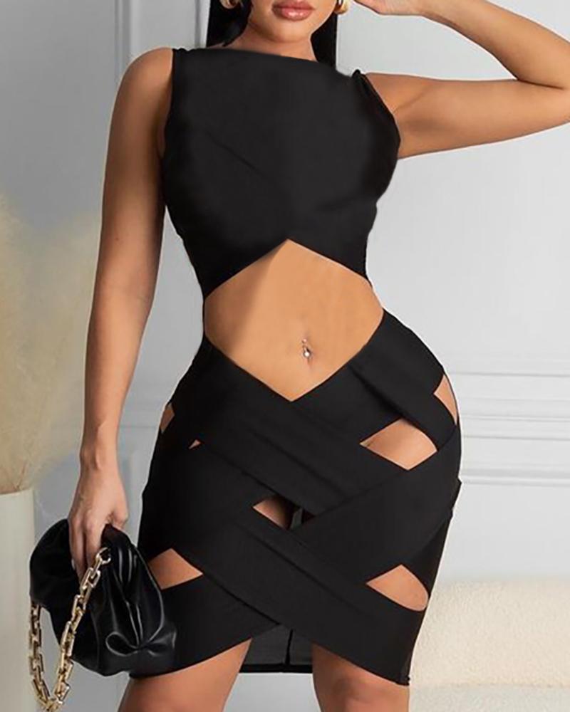 

Cutout Sleeveless Bodycon Dress, Black