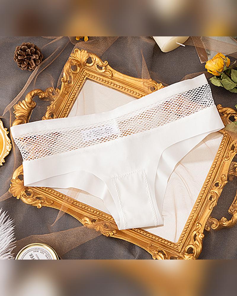 

Solid Lace Patchwork Skinny Panties, White