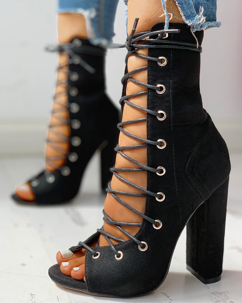 peep toe chunky heel sandals