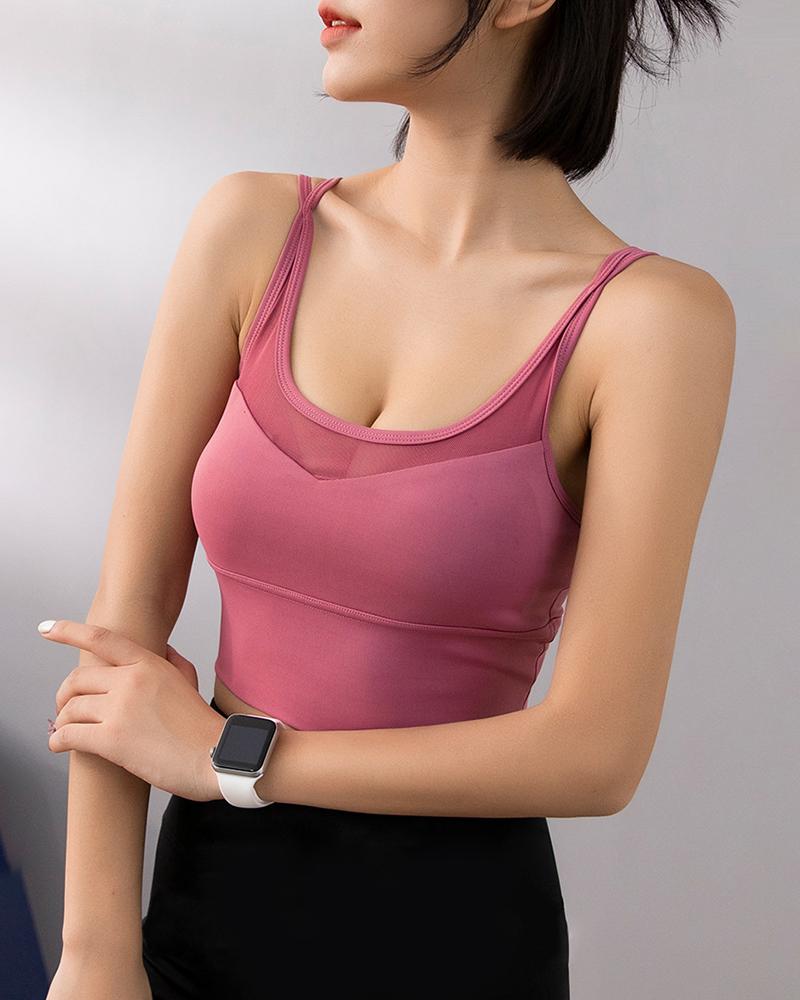 

U Neck Racer Back Sports Bra, Pink