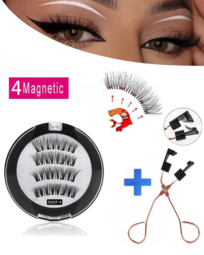 

3D Mink 5 Magnets Reusable False Eyelashes With 1PCS Eyelash Curler, Style4