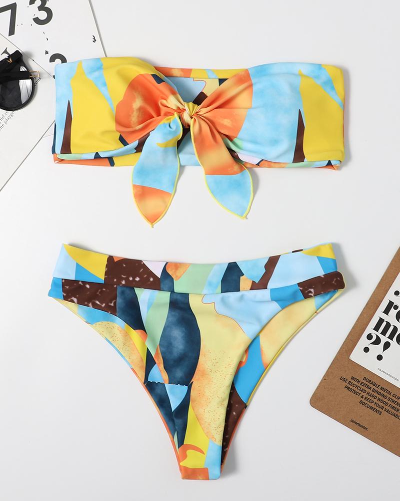 

Colorblock Bowknot Design Bikini Set, Style3