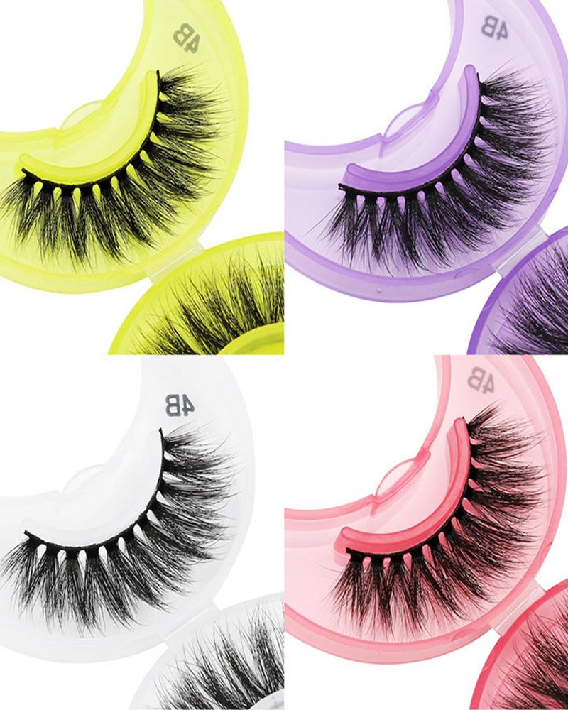 

1Pair 3D Natural Thick Fake Eyelashes With Case(Case Colors Sent Randomly, Style4