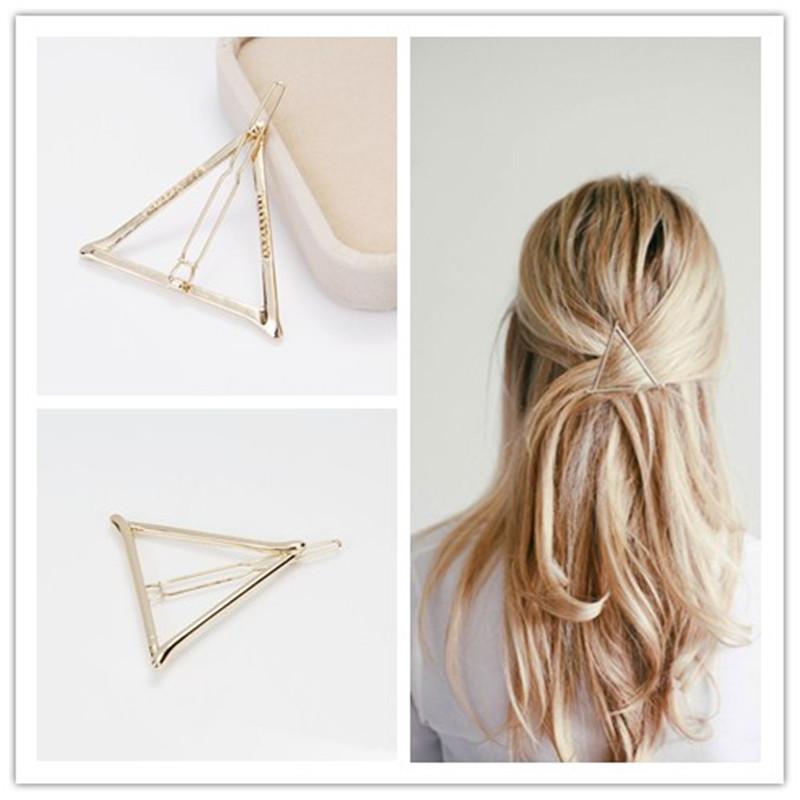 

Women Girl Hair Accessories Hollow-out Triangel Simple Temperament Hairpin Hair Clip, Gold