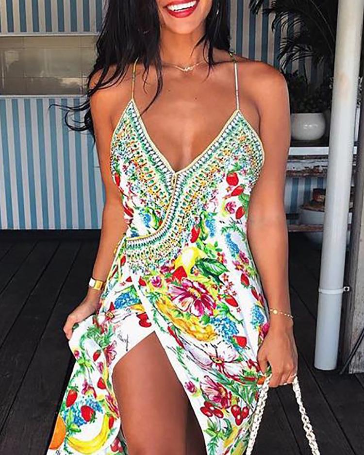 deep v high slit maxi slip dress