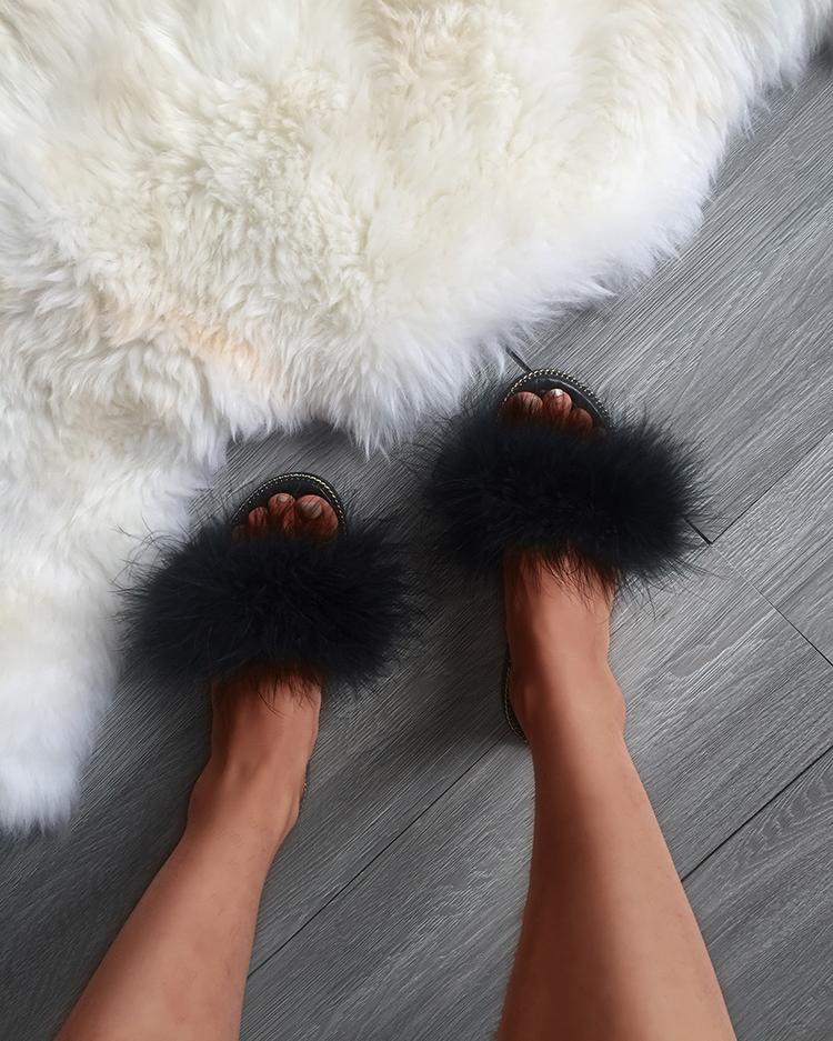 feather sandals flat