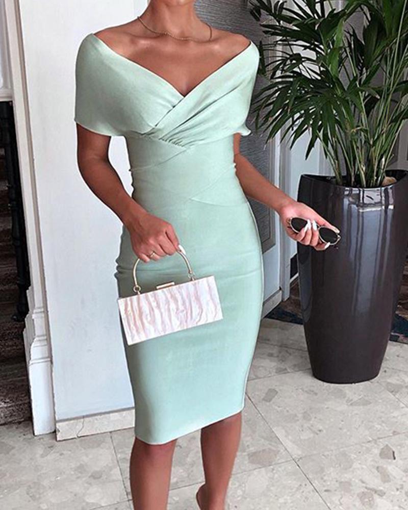 bodycon midi dress off shoulder