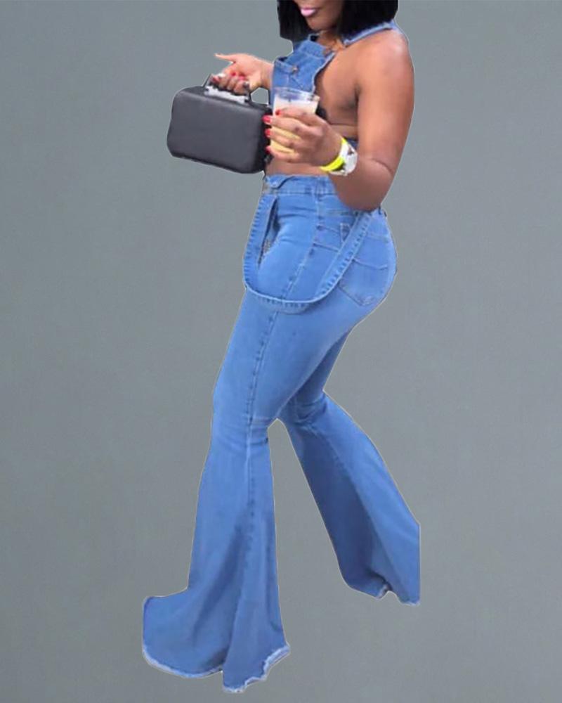 suspender bell bottom jeans