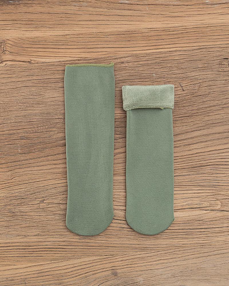 

Thermal Lined Socks Socks Thick Fuzzy Slipper Socks, Green