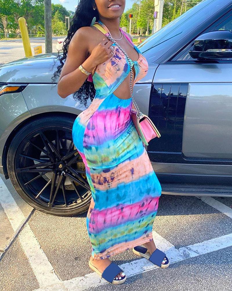 

Tie Dye Halter Neck Maxi Dress, Multicolor