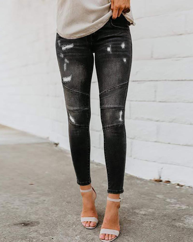 

Ripped Pocket Design Jeans, Black