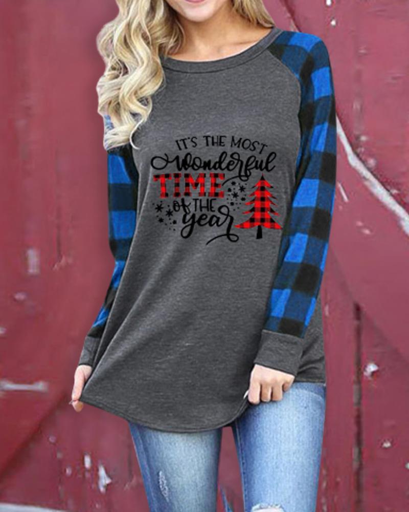 

Christmas Print Long Sleeve Casual Top, Style5