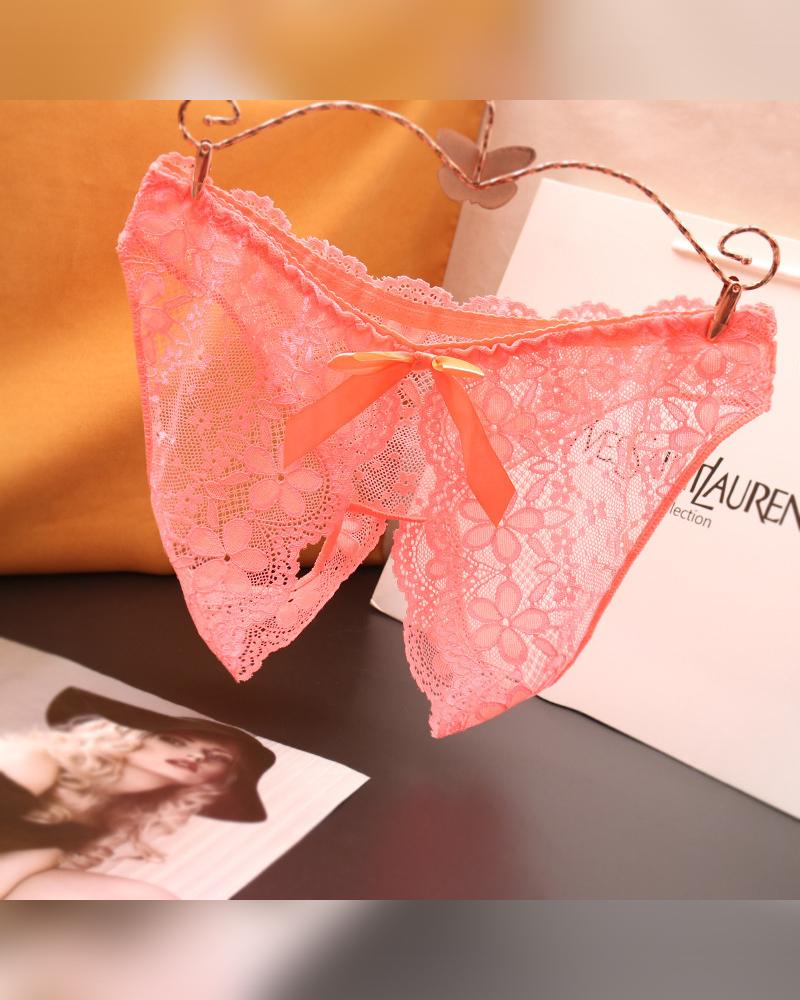 

Solid Lace Skinny Panties, Orange