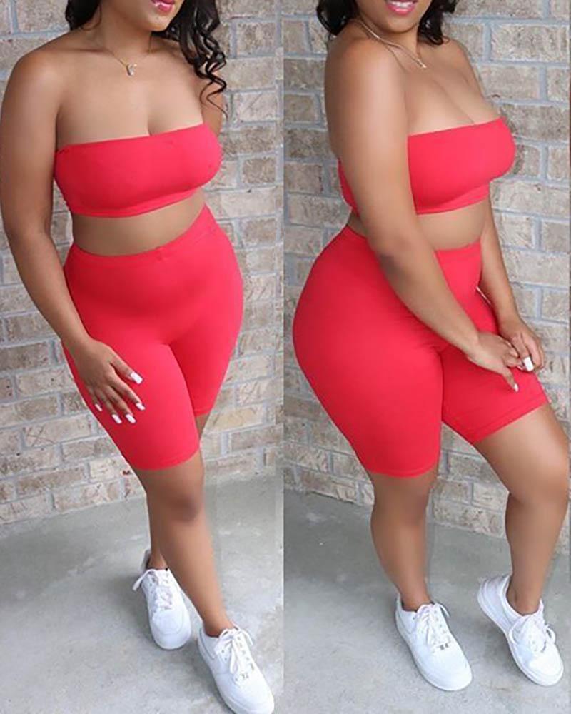

Stretch Workout Slim Bandeau High Waist Butt Lifting Active Sets, Red