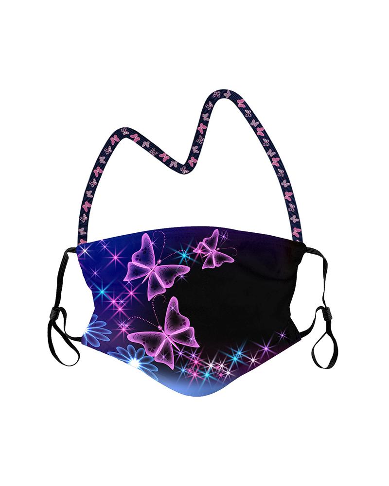 

Butterfly Print Filter Breathable Face Mask, Style8