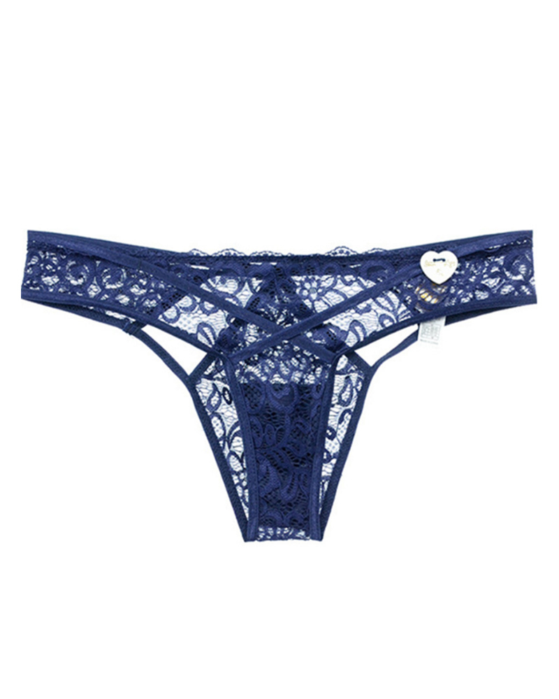 

Sexy Lace Cut-out Low Waist Panties, Blue