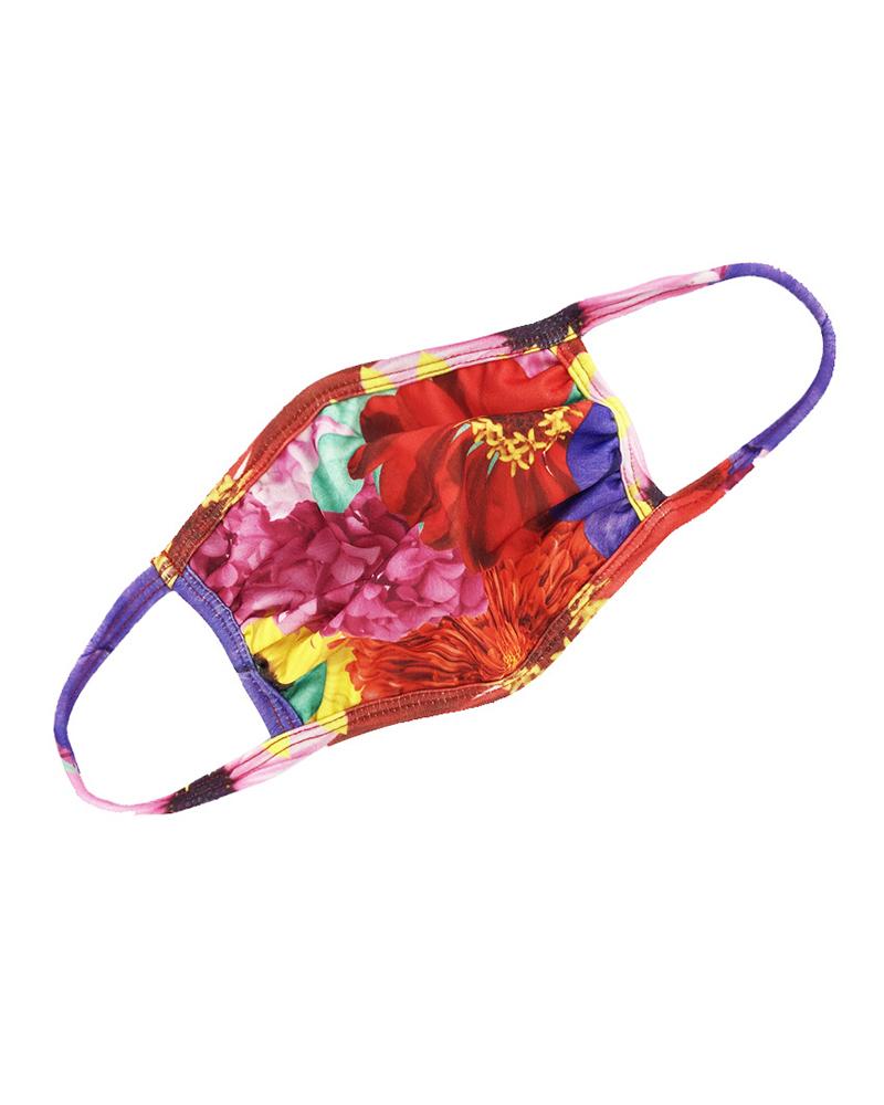 

Floral / Tie Dye Print Ear Loop Breathable Mouth Mask, Red