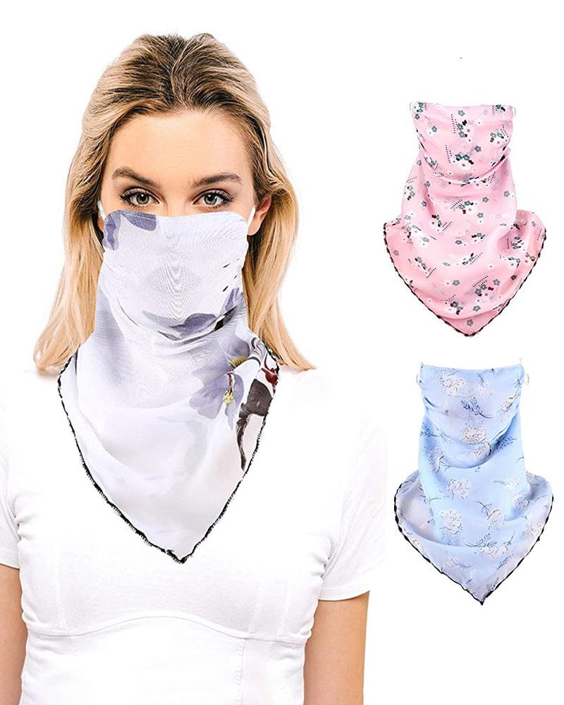 

Floral Print Sun Protection Face Covers Breathable Neck Gaiters, White